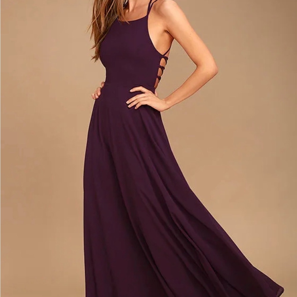 Lulu's Deep Purple Backless Maxi Dress